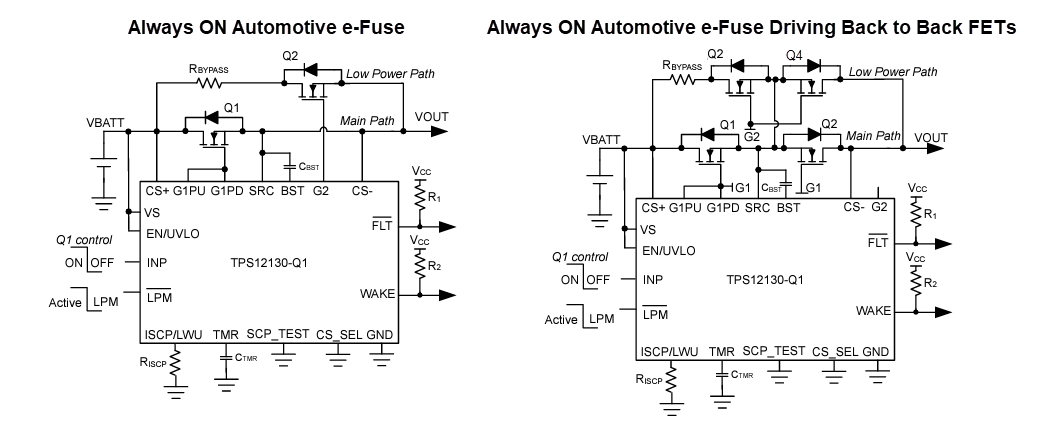 应用电路图 - Texas Instruments TPS1213-Q1智能高侧驱动器